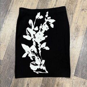 Calvin Klein Black and White Floral Pencil Skirt